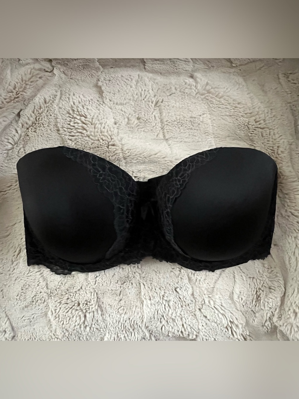 Victorias Secret Dream Angels Strapless Push Up Bra Size 36 DDD Black Lace